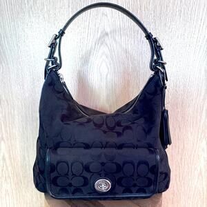 Coach Black Logo Legacy Signature Courtenay Hobo Bag
